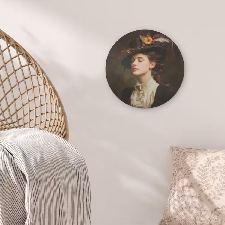 Vrouw - Victoriaans - Portret Akoestische PET Vilt - Rond klein -sfeer4