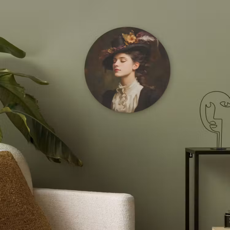 Vrouw - Victoriaans - Portret Akoestische PET Vilt - Rond klein -sfeer2