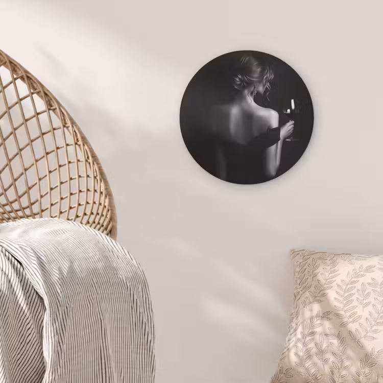 Vrouw - Wijn - Jurk Akoestische PET Vilt - Rond klein -sfeer4