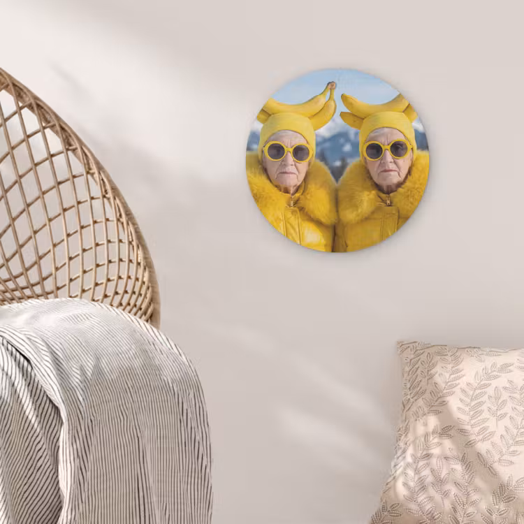 Vrouwen - Bananen - Geel Akoestische PET Vilt - Rond klein -sfeer4