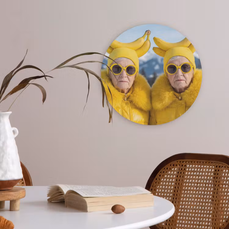 Vrouwen - Bananen - Geel Akoestische PET Vilt - Rond klein -sfeer3