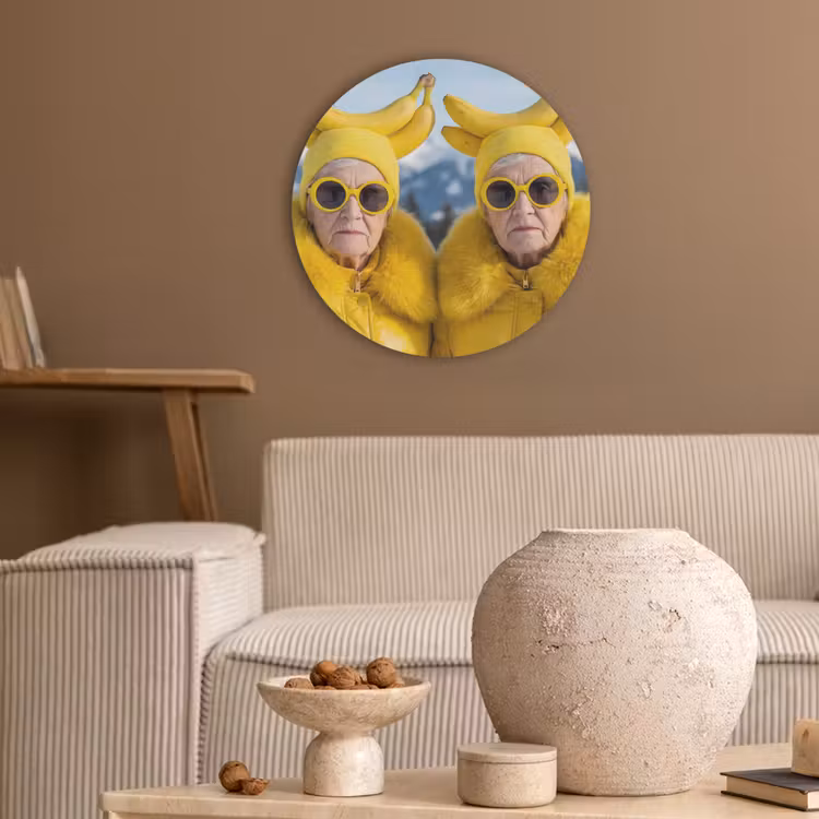 Vrouwen - Bananen - Geel Akoestische PET Vilt - Rond klein -sfeer1