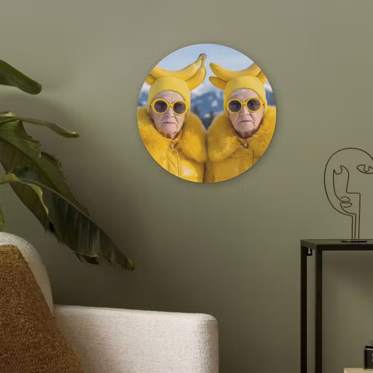 Vrouwen - Bananen - Geel Akoestische PET Vilt - Rond klein -sfeer2