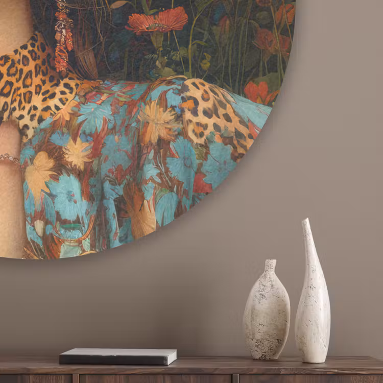 Vrouwen - Bloemen - Modern - Bril - Abstract Akoestische PET Vilt - Rond klein -sfeer5_closeup