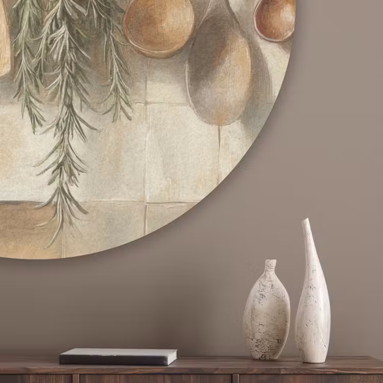 Hout - Keukengerei - Stilleven - Tegels Akoestische PET Vilt - Rond klein -sfeer5_closeup