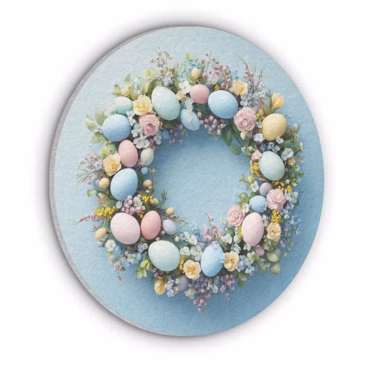 Krans - Eieren - Bloemen Akoestische PET Vilt - Rond klein -3d