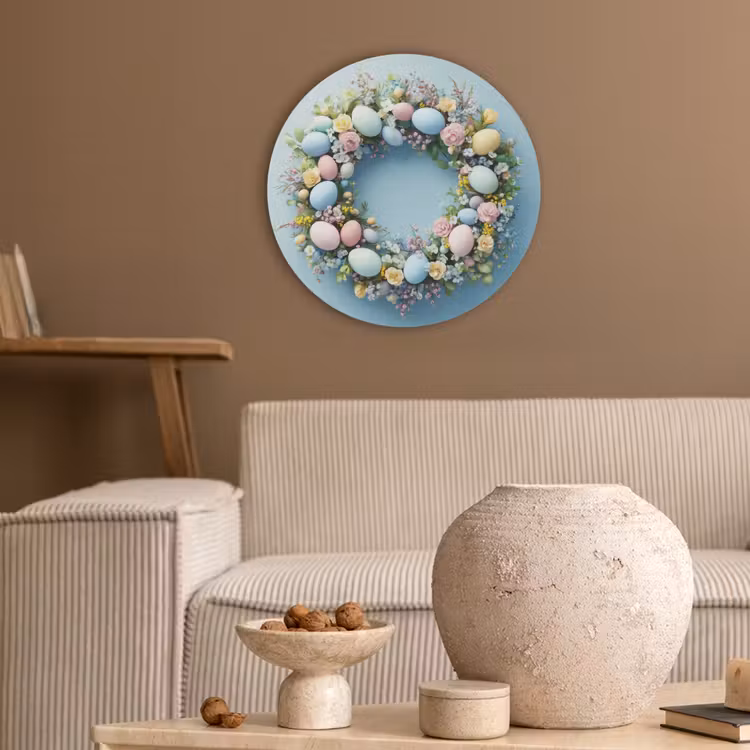 Krans - Eieren - Bloemen Akoestische PET Vilt - Rond klein -sfeer1