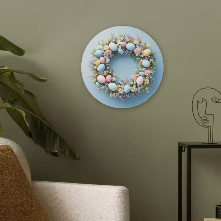 Krans - Eieren - Bloemen Akoestische PET Vilt - Rond klein -sfeer2