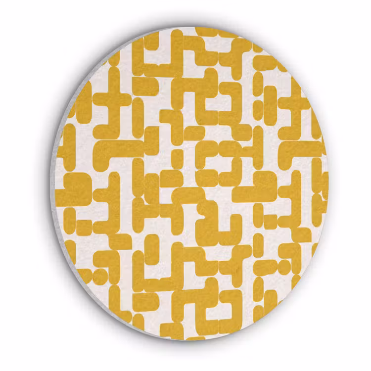 Geel - Beige - Patroon Akoestische PET Vilt - Rond klein 838 -3d