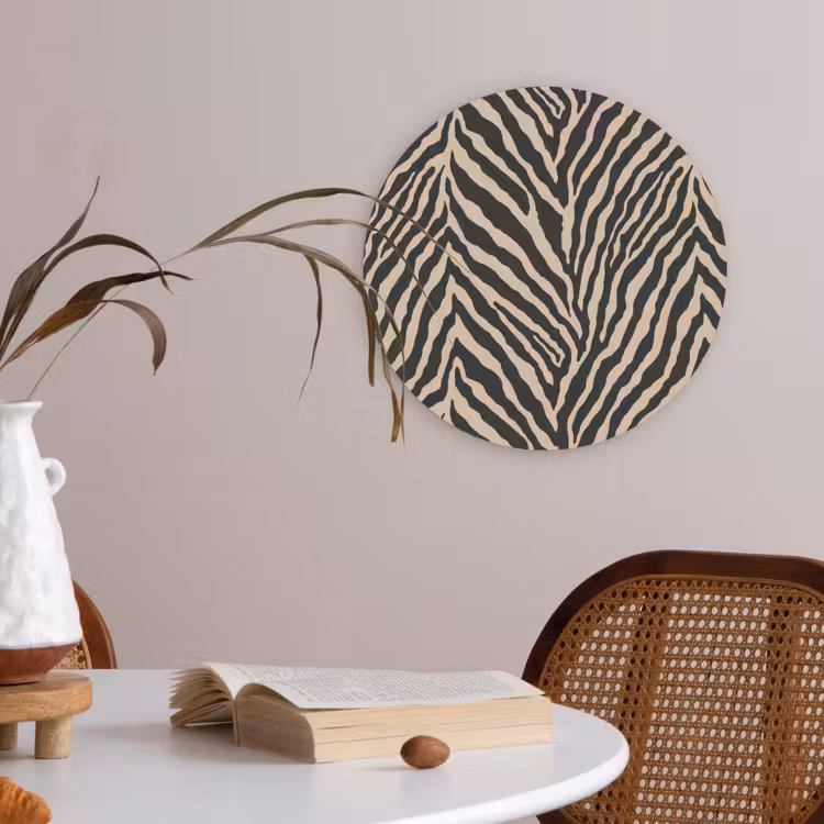 Zebra - Klassiek - Zwart Akoestische PET Vilt - Rond klein 838 -sfeer3