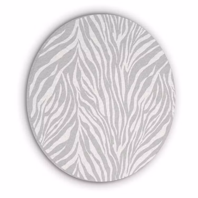 Zebra - Motief - Grijs Akoestische PET Vilt - Rond klein 838 -3d