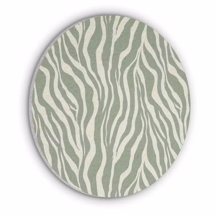 Zebra - Motief - Groen Akoestische PET Vilt - Rond klein 838 -3d