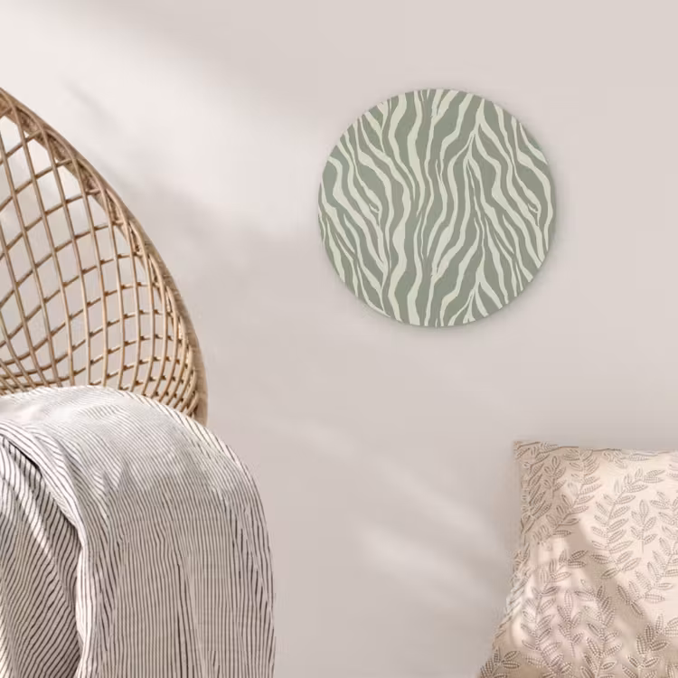 Zebra - Motief - Groen Akoestische PET Vilt - Rond klein 838 -sfeer4
