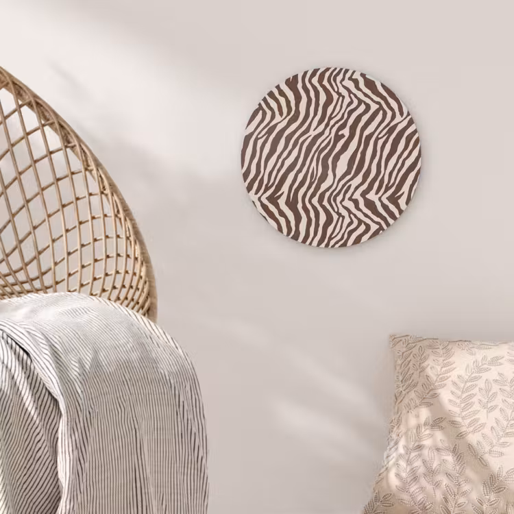 Zebra - Patroon - Zwart - Wit Akoestische PET Vilt - Rond klein 838 -sfeer4