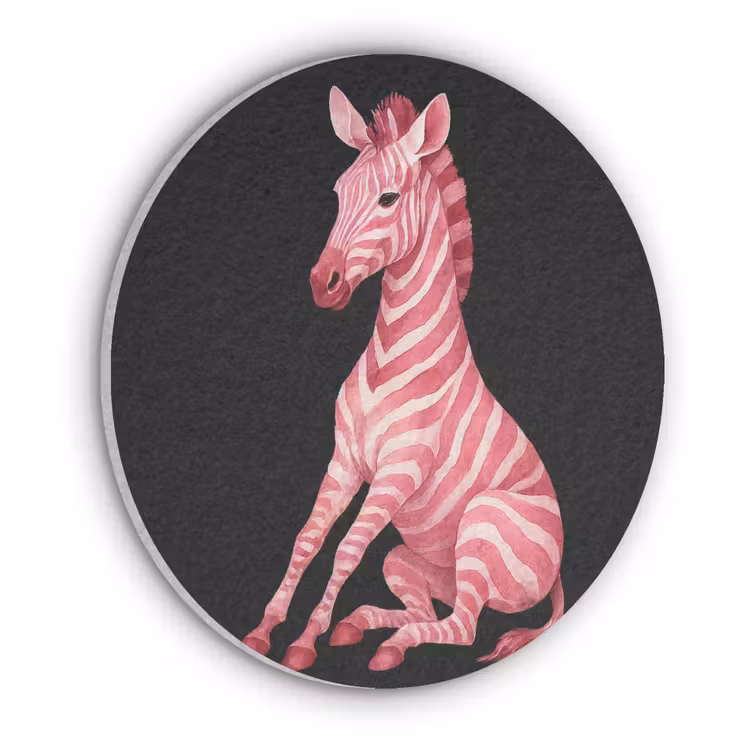 Zebra - Roze - Gestreept Akoestische PET Vilt - Rond klein -3d