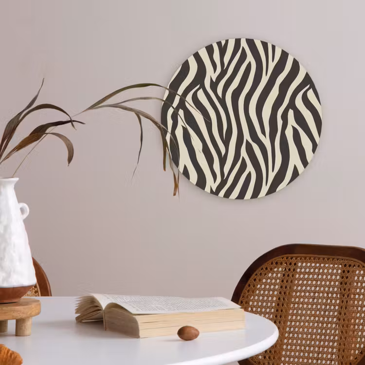 Zebra - Print - Klassiek - Zwart Akoestische PET Vilt - Rond klein 838 -sfeer3