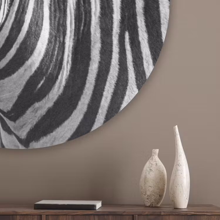 Zebra's - Zwart - Wit Akoestische PET Vilt - Rond klein -sfeer5_closeup