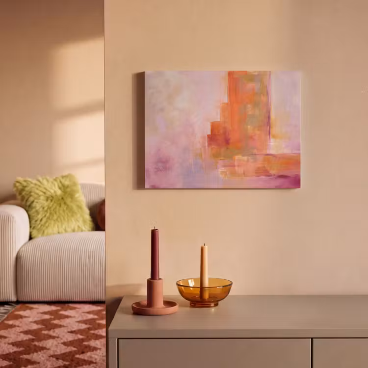 Abstract - Borstelstreken - Kunst - Paars - Goud PET vilt klein -sfeer1