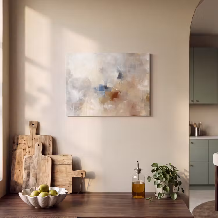 Abstract - Borstelstreken - Modern - Beige - Kunst PET vilt klein -sfeer2