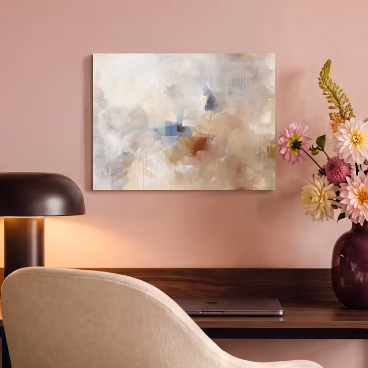 Abstract - Borstelstreken - Modern - Beige - Kunst PET vilt klein -sfeer3