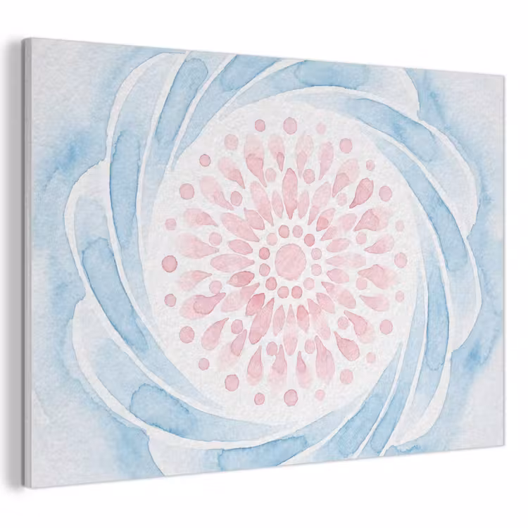 Abstract - Bloemvorm - Aquarel - Roze - Blauw PET vilt klein -3d