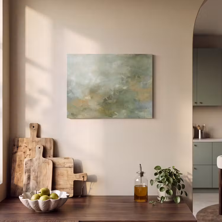 Abstract - Groen - Beige - Modern - Kunst PET vilt klein -sfeer2