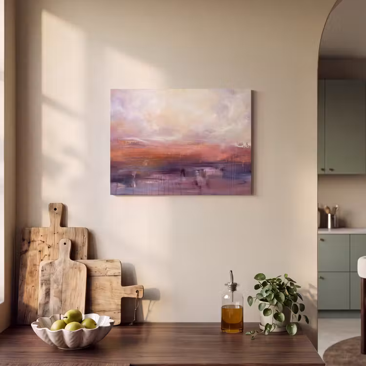 Abstract - Landschap - Modern - Paars - Oranje PET vilt klein -sfeer2