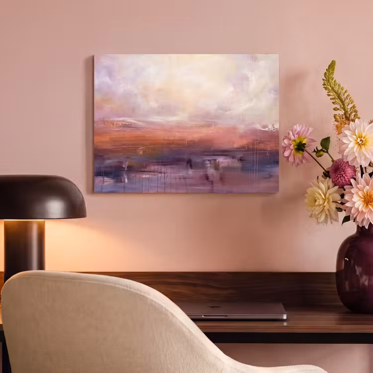Abstract - Landschap - Modern - Paars - Oranje PET vilt klein -sfeer3