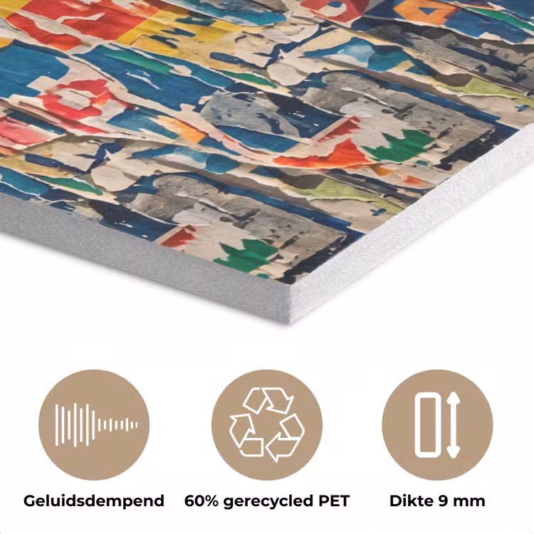Abstract - Gelaagd papier - Urban - Modern - Kleurrijk PET vilt klein -closeup_NL