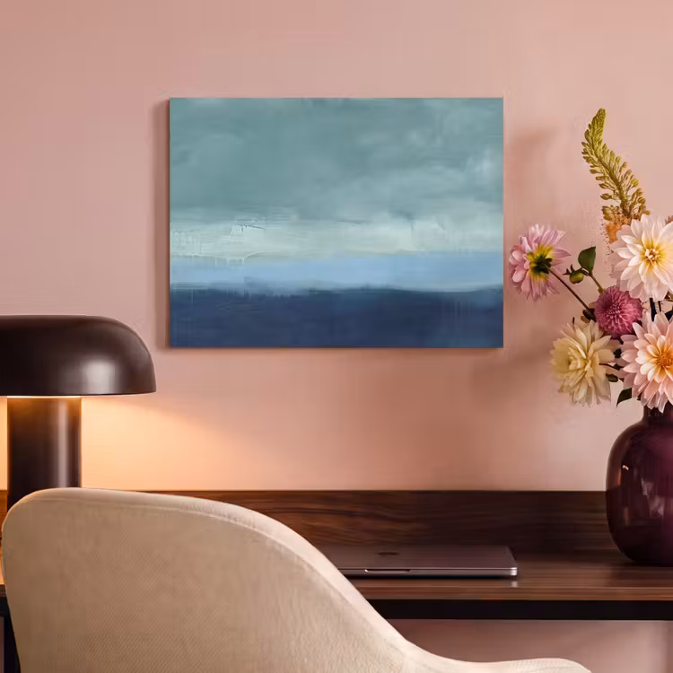 Abstract - Lagen - Rust - Modern - Blauw PET vilt klein -sfeer3