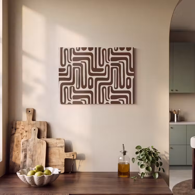 Abstract - Patroon - Bruin PET vilt klein 837 -sfeer2