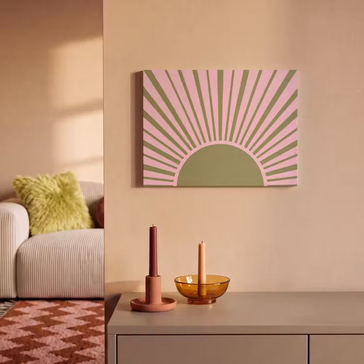Abstract - Stralen - Grafisch - Roze - Groen PET vilt klein -sfeer1