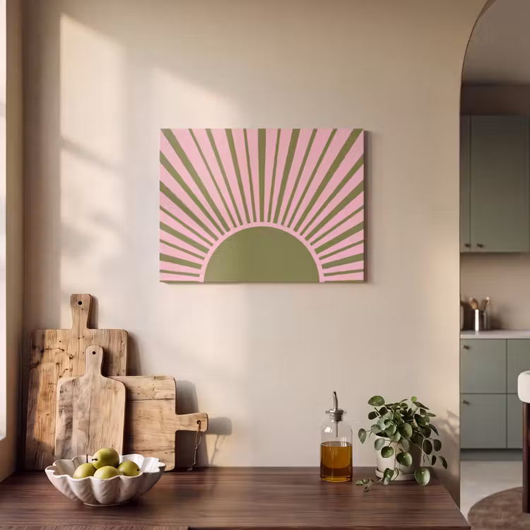 Abstract - Stralen - Grafisch - Roze - Groen PET vilt klein -sfeer2