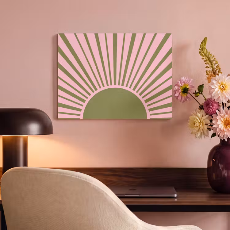 Abstract - Stralen - Grafisch - Roze - Groen PET vilt klein -sfeer3