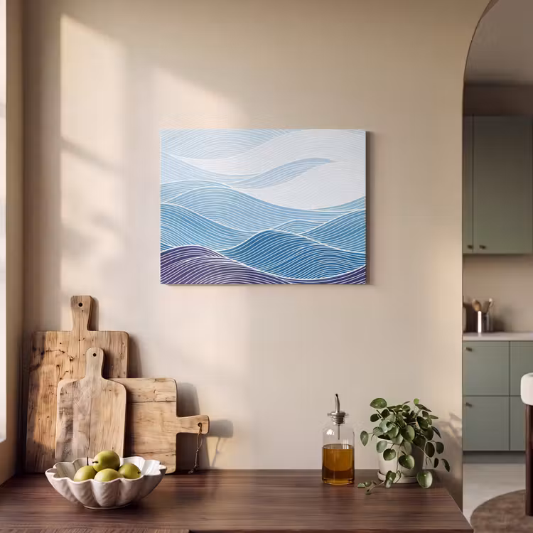 Abstract - Golven - Patroon - Blauw - Modern PET vilt klein -sfeer2