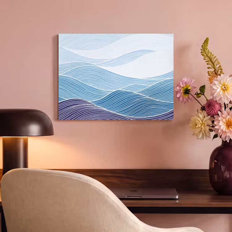 Abstract - Golven - Patroon - Blauw - Modern PET vilt klein -sfeer3