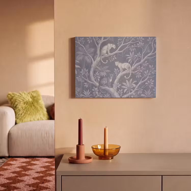 Dieren - Jungle - Illustratie - Bomen - Blauw PET vilt klein -sfeer1