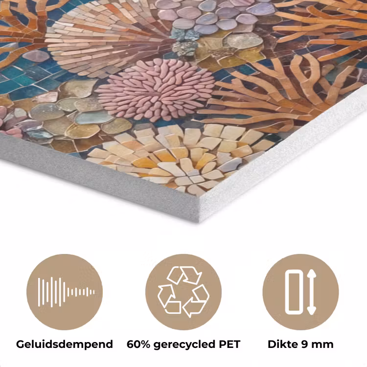 Dieren - Mozaïek - Oceaan - Koraal - Blauw PET vilt klein -closeup_NL