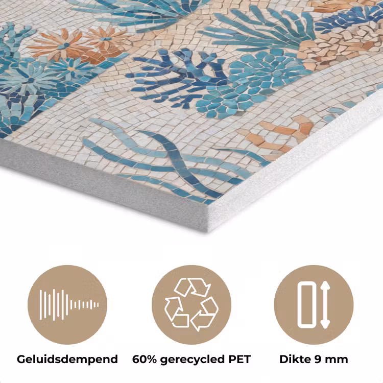 Dieren - Onderwater - Natuur - Mozaïek - Blauw PET vilt klein -closeup_NL