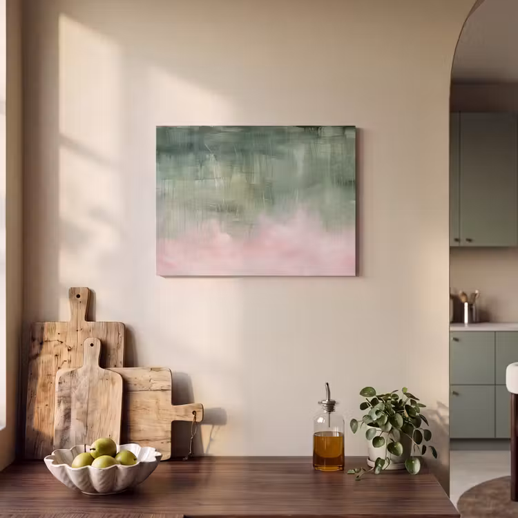 Kunst - Abstract - Modern - Groen - Roze PET vilt klein -sfeer2
