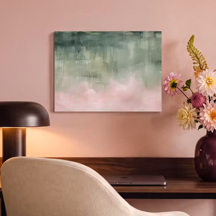 Kunst - Abstract - Modern - Groen - Roze PET vilt klein -sfeer3