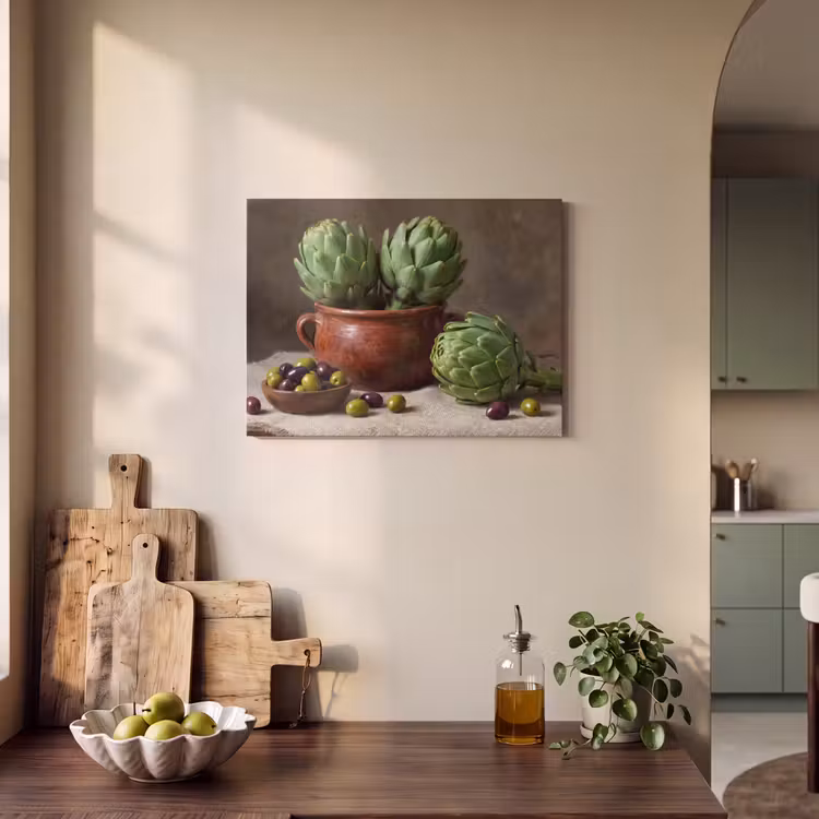 Acoustic Panel - Artichokes - Olives - Food - Artisjokken - Olijven - Eten PET vilt klein