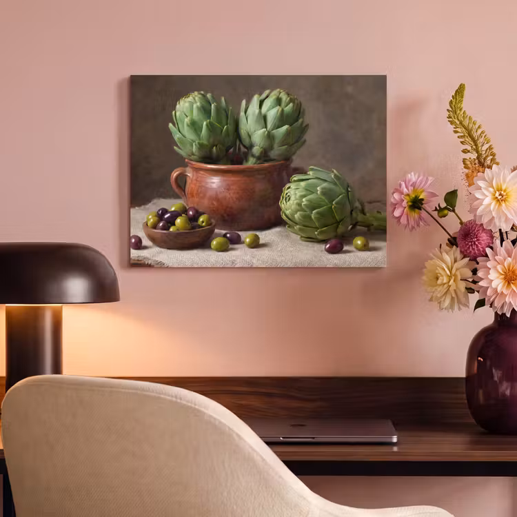 Acoustic Panel - Artichokes - Olives - Food - Artisjokken - Olijven - Eten PET vilt klein