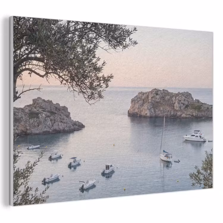 Acoustic Panel - Bay - boats - sunset - Baai - boten - zonsondergang PET vilt klein