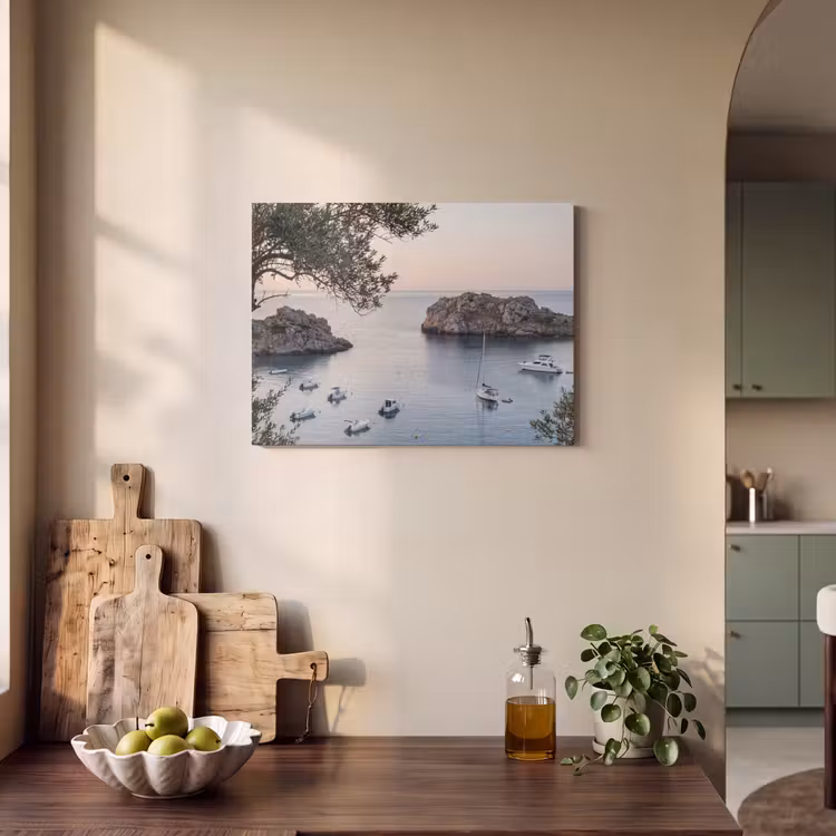 Acoustic Panel - Bay - boats - sunset - Baai - boten - zonsondergang PET vilt klein