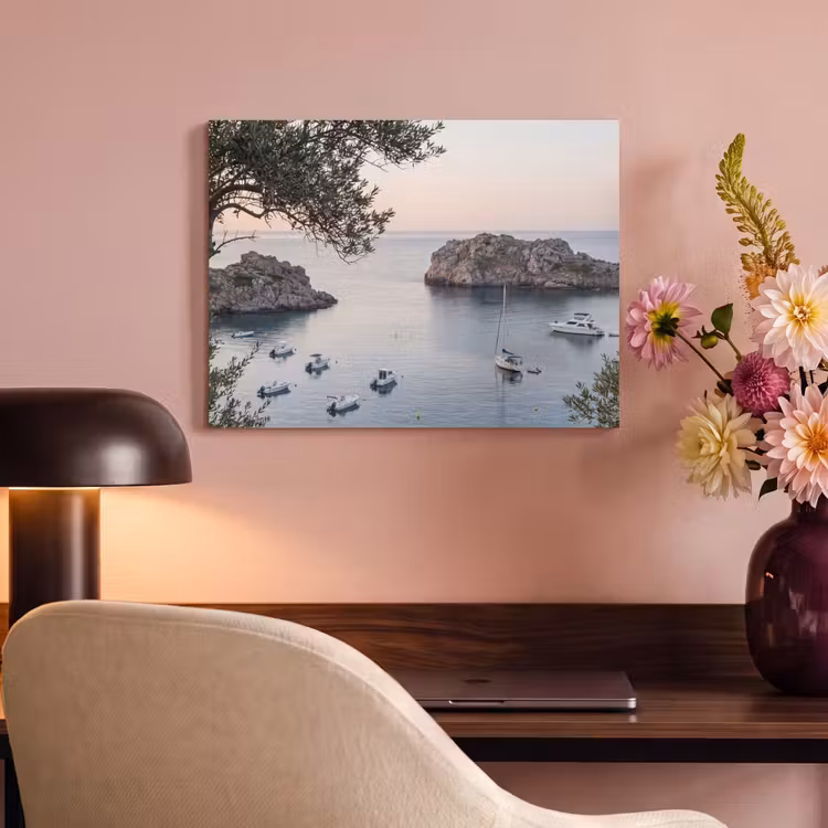 Acoustic Panel - Bay - boats - sunset - Baai - boten - zonsondergang PET vilt klein