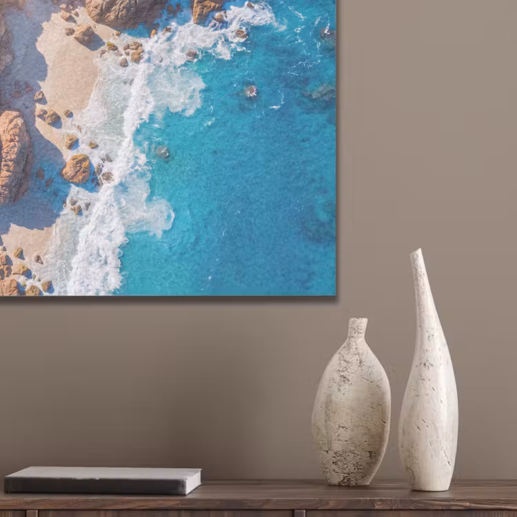 Strand - Zee - Rotsen - Natuur - Blauw PET vilt klein -sfeer6_closeup