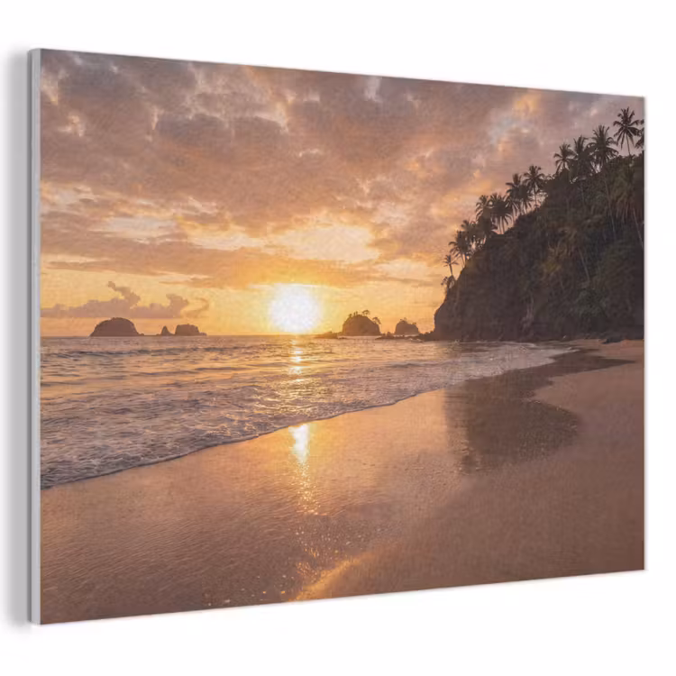 Strand - Zonsondergang - Natuur - Tropisch - Oranje PET vilt klein -3d