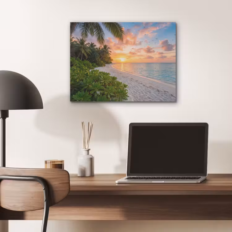 Strand - Zonsondergang - Palmbomen - Tropisch - Natuur PET vilt klein -sfeer5
