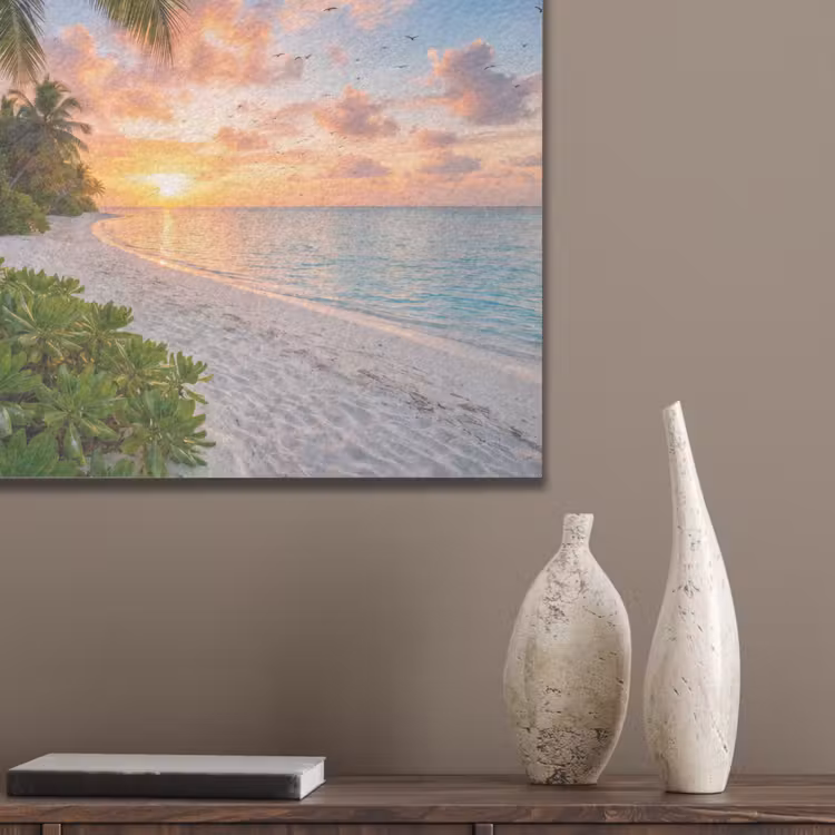 Strand - Zonsondergang - Palmbomen - Tropisch - Natuur PET vilt klein -sfeer6_closeup